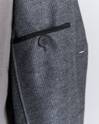 Harris Wharf London Luxury Vitale Barberis Houndstooth Stretch Knit Sweater Jacket Grey 2672 7