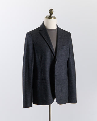 Harris Wharf London Luxury Vitale Barberis Pindot Stretch Knit Sweater Jacket Anthracite 2672