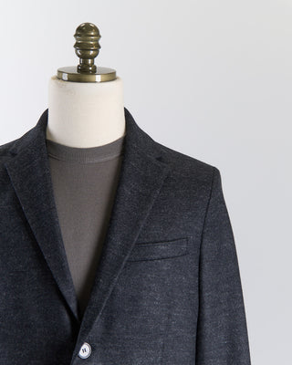 Harris Wharf London Luxury Vitale Barberis Pindot Stretch Knit Sweater Jacket Anthracite 2672 2