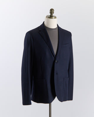 Harris Wharf London Superfine Merino Stretch Knit Sweater Blazer Navy 2672