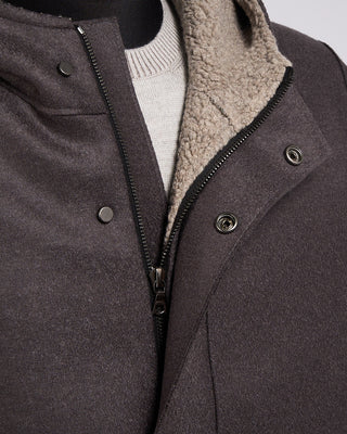 Harris Wharf London Pressed Wool  Boucle Parka Graphite 3 2268