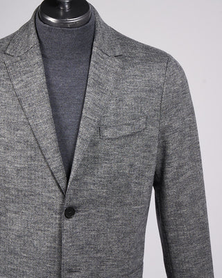 Harris Wharf London Wool Micro Herringbone Sweater Blazer Grey 2223