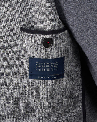 Harris Wharf London Wool Micro Herringbone Sweater Blazer Grey 4 2226