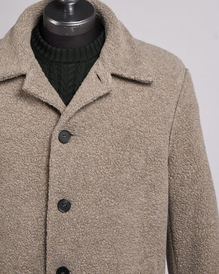 Harris Wharf London Boucle Mac Top Coat Taupe 7 2412