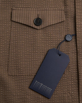 Harris Wharf London Coolmax Seersucker Shirt Jacket Brown 4 459