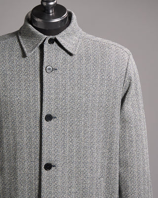 Harris Wharf London Boucle Herringbone Shirt Jacket Navy  White 2 9997
