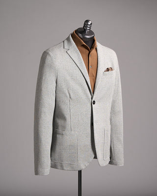 Harris Wharf London Prince Of Wales Knit Blazer Grey  White 3 9979
