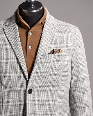 Harris Wharf London Prince Of Wales Knit Blazer Grey  White 4 9980