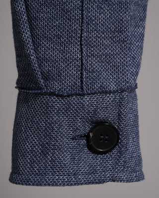 Harris Wharf London Cotton Linen Pique Melange Shirt Jacket Blue 10 10035