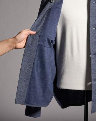 Harris Wharf London Cotton Linen Pique Melange Shirt Jacket Blue 12 10037