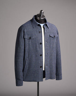 Harris Wharf London Cotton Linen Pique Melange Shirt Jacket Blue 2 10029