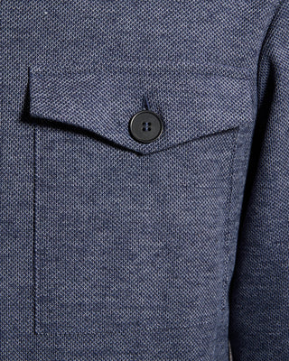 Harris Wharf London Cotton Linen Pique Melange Shirt Jacket Blue 7 10032