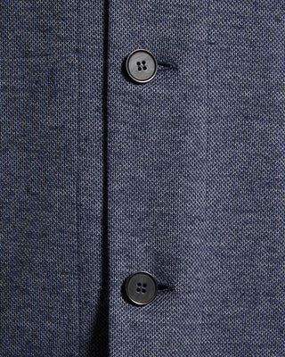 Harris Wharf London Cotton Linen Pique Melange Shirt Jacket Blue 8 10033
