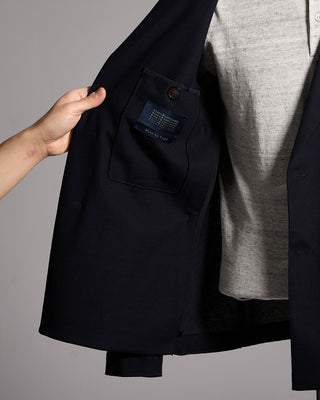 Harris Wharf London Loro Piana Fabric Double Breasted Honeycomb Blazer Navy 10 9956