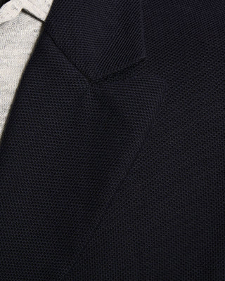 Harris Wharf London Loro Piana Fabric Double Breasted Honeycomb Blazer Navy 6 9953