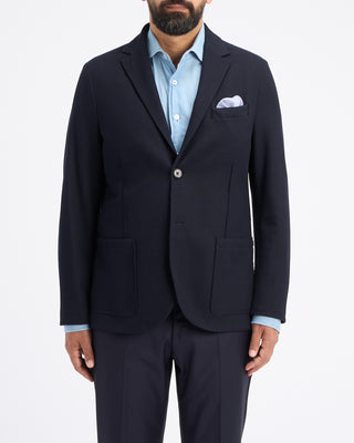 Harris Wharf London Loro Piana Fabric Honeycomb Blazer Navy 1 11192