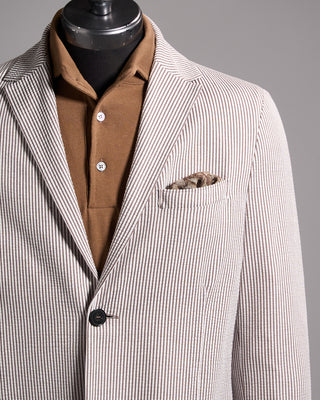 Harris Wharf London Coolmax Seersucker Blazer Tobacco 1 10054