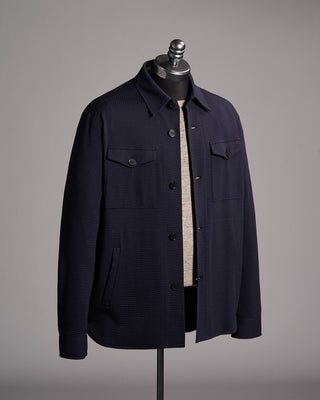 Harris Wharf London Coolmax Seersucker Shirt Jacket Navy 1 10004