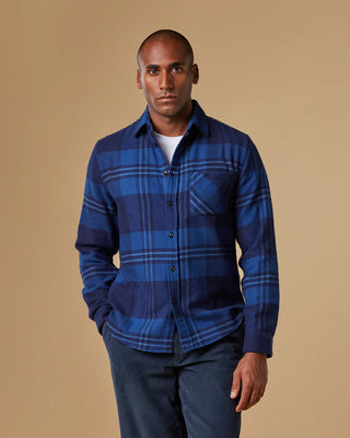 Portuguese Flannel Arquive 82 Tonal Check Flannel Shirt Blue 1
