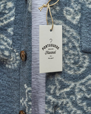 Portuguese Flannel Abstract Paisley Fleece Overshirt Light Blue  1