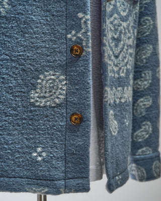 Portuguese Flannel Abstract Paisley Fleece Overshirt Light Blue  3