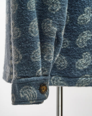 Portuguese Flannel Abstract Paisley Fleece Overshirt Light Blue  6