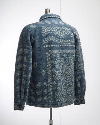Portuguese Flannel Abstract Paisley Fleece Overshirt Light Blue  7