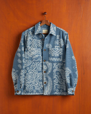 Portuguese Flannel Abstract Paisley Fleece Overshirt Light Blue 0