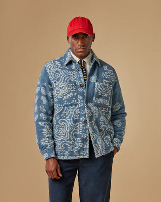 Portuguese Flannel Abstract Paisley Fleece Overshirt Light Blue 1