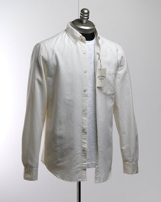 Portuguese Flannel Belavista Slightly Off White Oxford Shirt Off White 