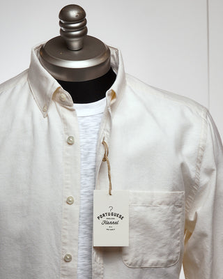 Portuguese Flannel Belavista Slightly Off White Oxford Shirt Off White  1