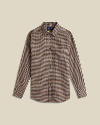Portuguese Flannel Abstract Pied Pool Cotton Flannel Shirt Navy  Brown 1