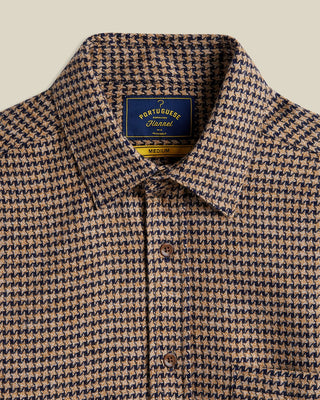 Portuguese Flannel Abstract Pied Pool Cotton Flannel Shirt Navy  Brown 2