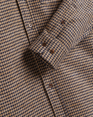 Portuguese Flannel Abstract Pied Pool Cotton Flannel Shirt Navy  Brown 4