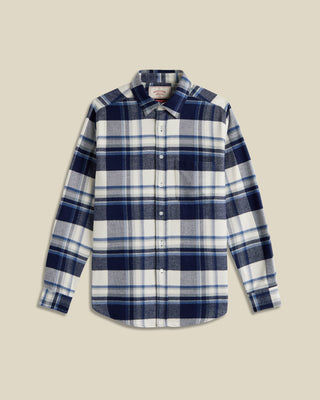 Portuguese Flannel Beck Lofty Flannel Twill Check Shirt Blue 1