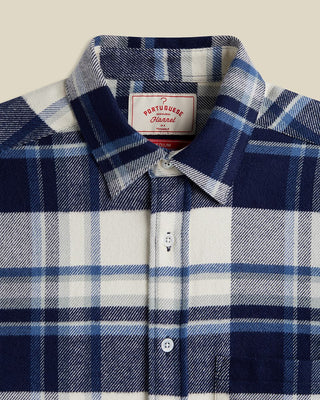 Portuguese Flannel Beck Lofty Flannel Twill Check Shirt Blue 2