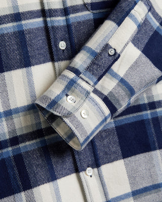 Portuguese Flannel Beck Lofty Flannel Twill Check Shirt Blue 4