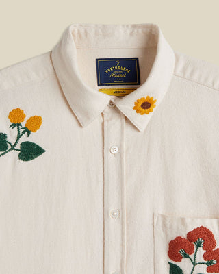 Portuguese Flannel Embroidery Flannel Shirt Ecru 2