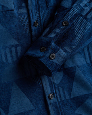 Portuguese Flannel 100% Cotton Geometric Chenille Overshirt Blue 4
