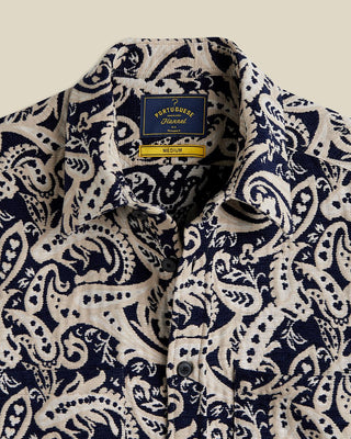 Portuguese Flannel Jacquard Chenille Shirt Jacket Navy  White 3