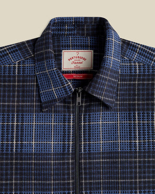 Portuguese Flannel 3D Jacquard Jolla Full Zip Overshirt Blue 2
