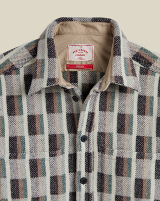 Portuguese Flannel Merino Wool Jacquard Chunky Overshirt Multi 3