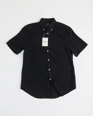 Portuguese Flannel 100% Linen Black Short Sleeve Shirt Black 1