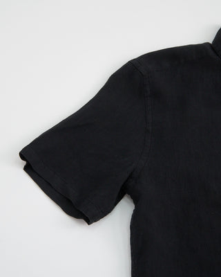 Portuguese Flannel 100% Linen Black Short Sleeve Shirt Black 1 2