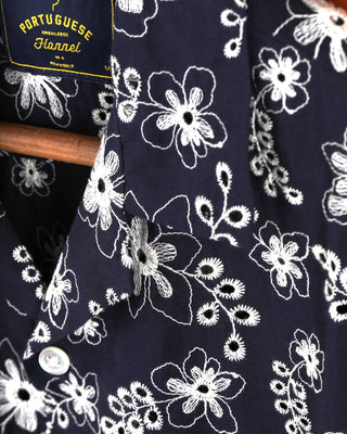 Portuguese Flannel Folclore Floral Camp Collar Shirt Navy SS24 1