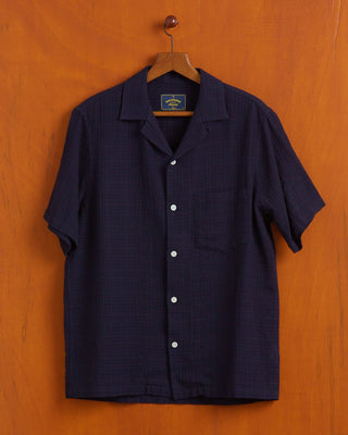 Portuguese Flannel Grain Cotton Navy Camp Collar Shirt Navy SS24