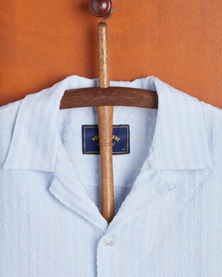 Portuguese Flannel Jacquard Chambray Camp Collar Shirt Light Blue SS24 1