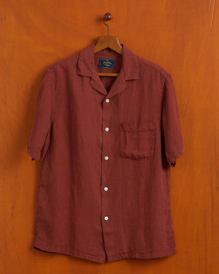 Portuguese Flannel 100% Linen Bordeaux Camp Collar Shirt Bordeaux SS24 