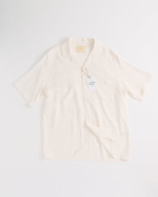 Portuguese Flannel Modal Dot Jacquard Camp Collar Shirt Cream 1