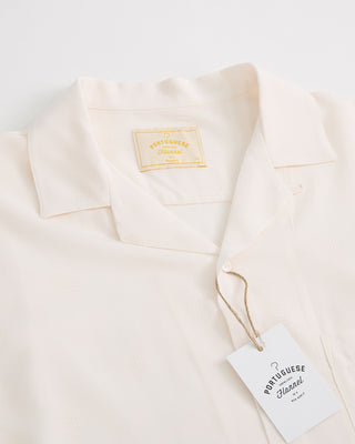 Portuguese Flannel Modal Dot Jacquard Camp Collar Shirt Cream 1 3